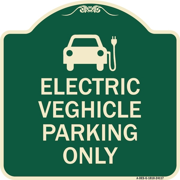 Signmission Electric Vehicle Parking W/ Graphic Heavy-Gauge Aluminum Architectural Sign, 18" x 18", G-1818-24117 A-DES-G-1818-24117 - main